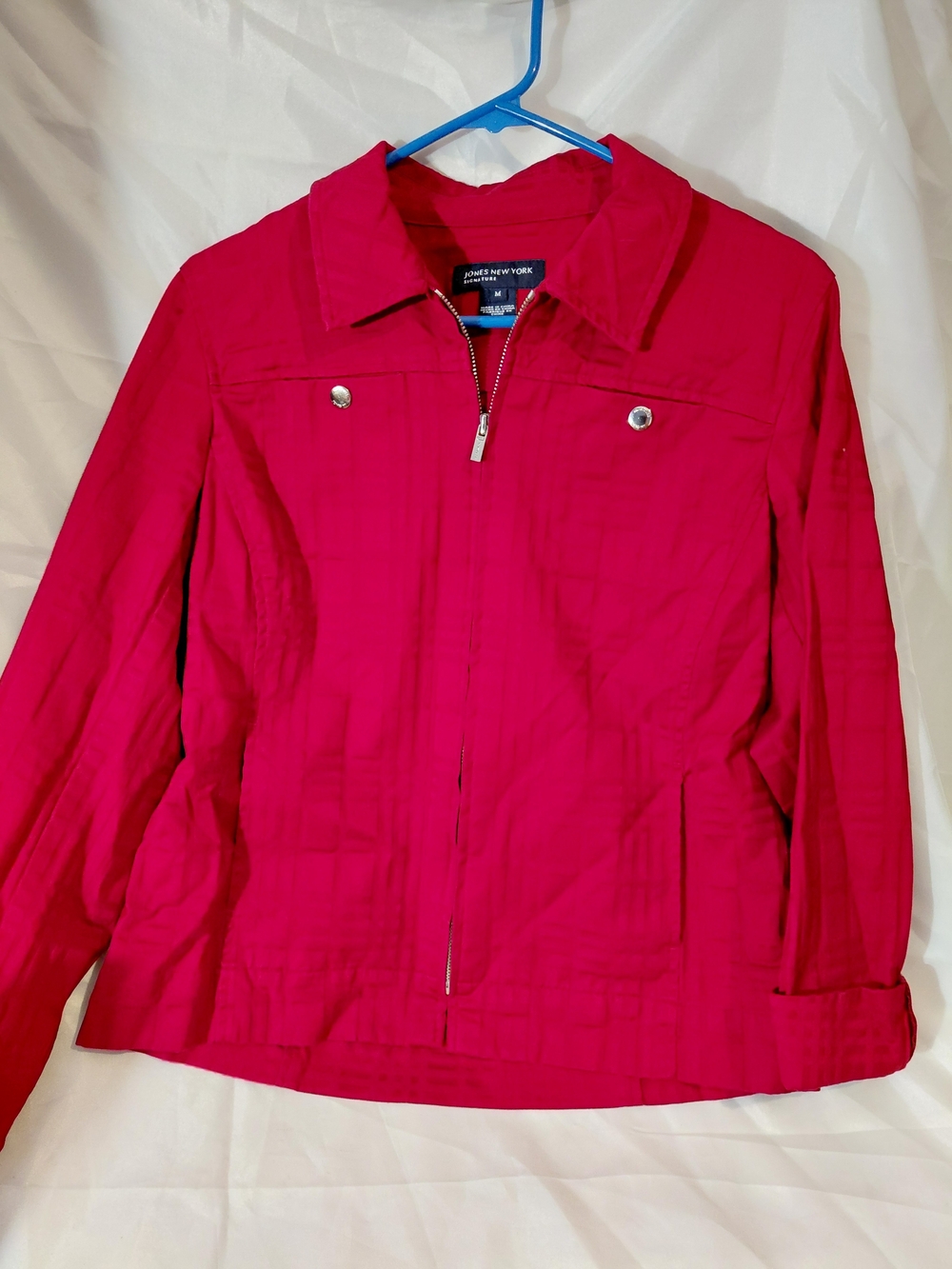 Jones New York Vibrant Red Zip-Front Jean Jacket